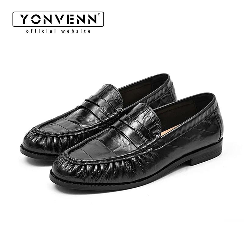 Men Shoes Boss - Perłowe mokasyny męskie ze skóry węgorza