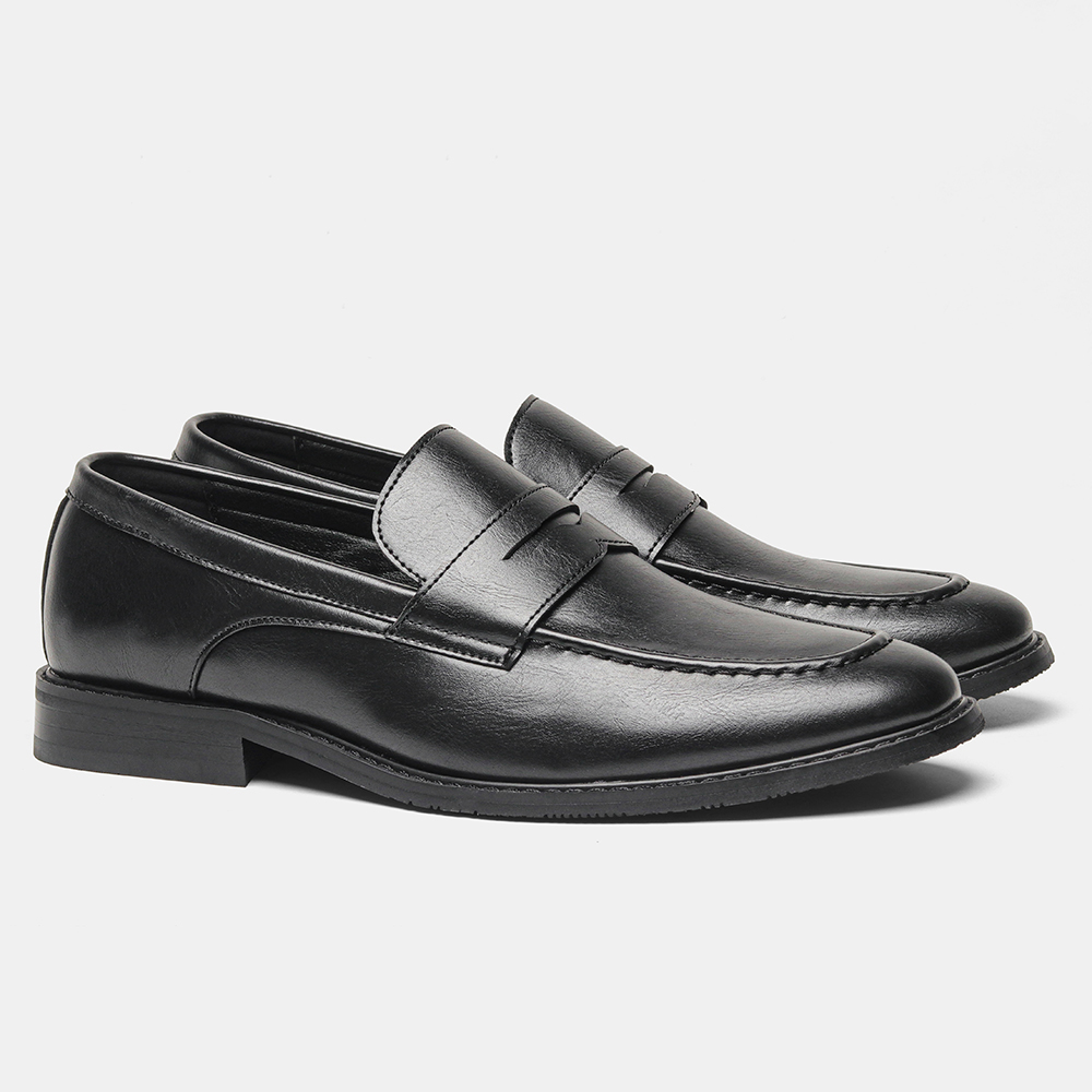 Męskie czarne mokasyny penny,  – Men Shoes Boss recenzja i cena
