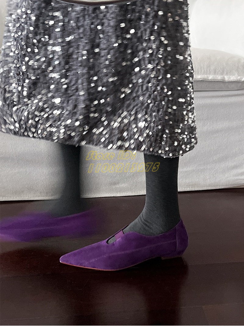Fioletowe zamszowe czółenka z  – Dress Shoe Pointed recenzja i cena