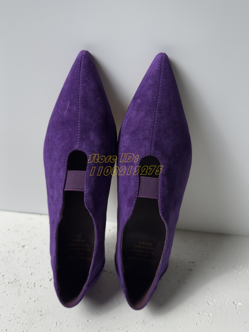 Fioletowe zamszowe czółenka z  – Dress Shoe Pointed recenzja i cena